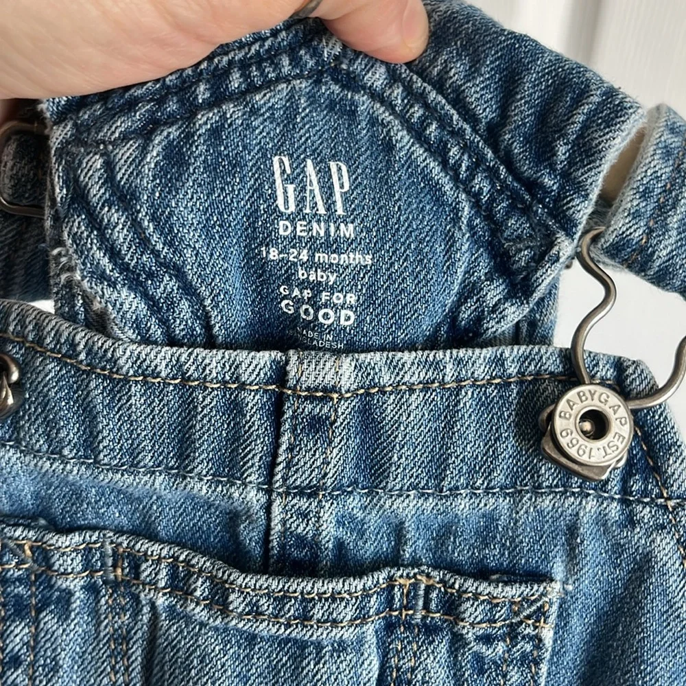 Gap Kids Denim Jeans Button Snap Overalls